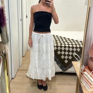 LoveShackFancy Long White Cotton Skirt